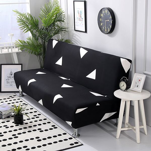 

Geometric Pattern Stretchy Sofa Cover, Black and white