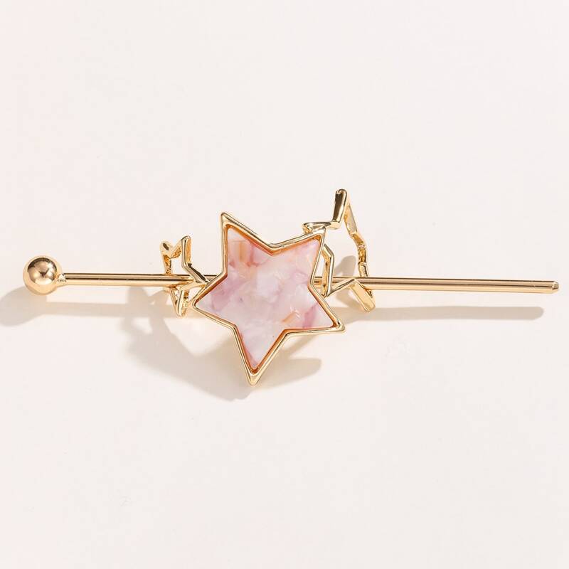 

Star Decor Hair Pin, Baby pink