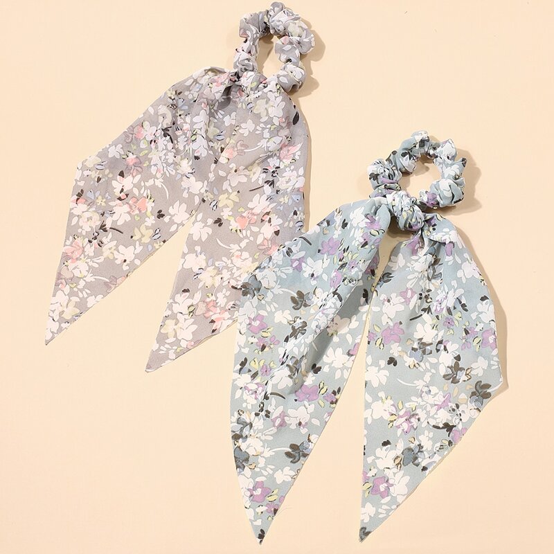 

2pcs Flower Scrunchie Scarf, Multicolor