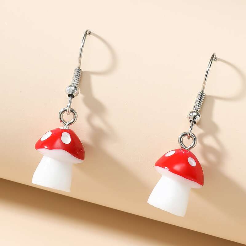

Mushroom Charm Drop Earrings, Multicolor