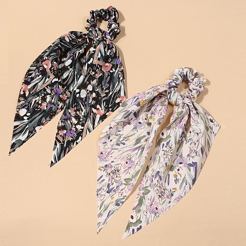 

2pcs Flower Scrunchie Scarf, Multicolor