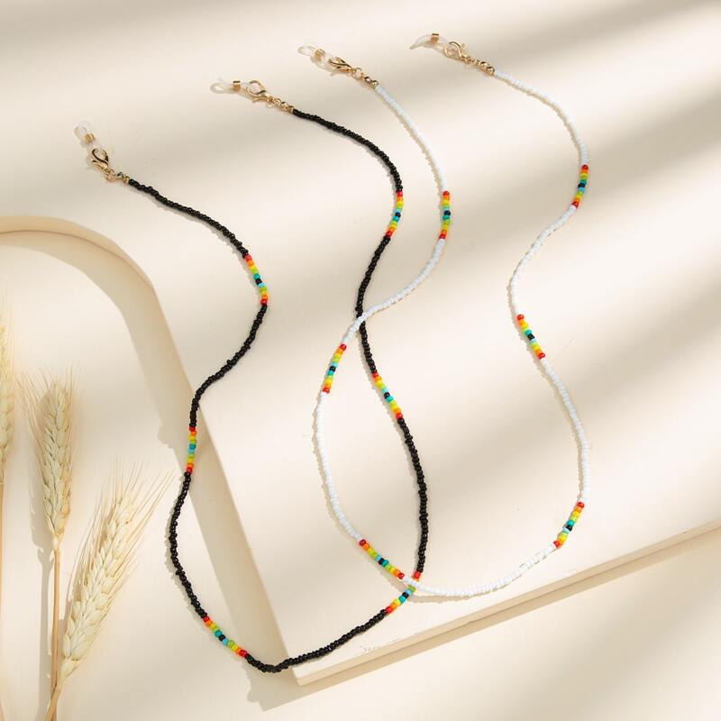 

2pcs Beaded Glasses Chain, Multicolor