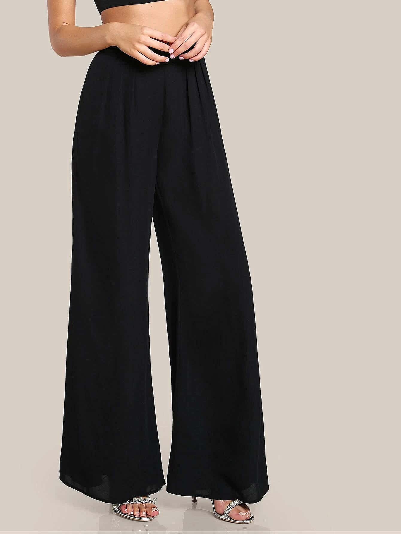 SHEIN Pantalones palazzo - Negro - Añade 5