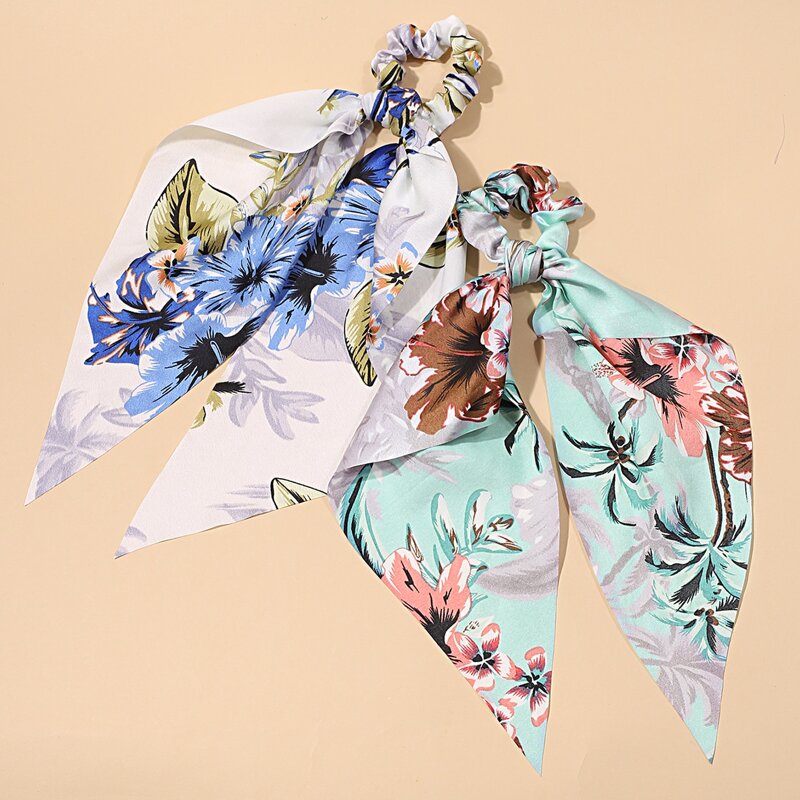 

2pcs Flower Scrunchie Scarf, Multicolor