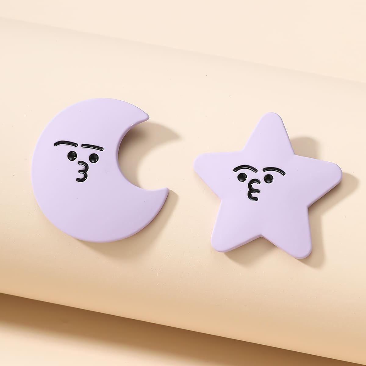 

Moon & Star Design Stud Earrings, Purple