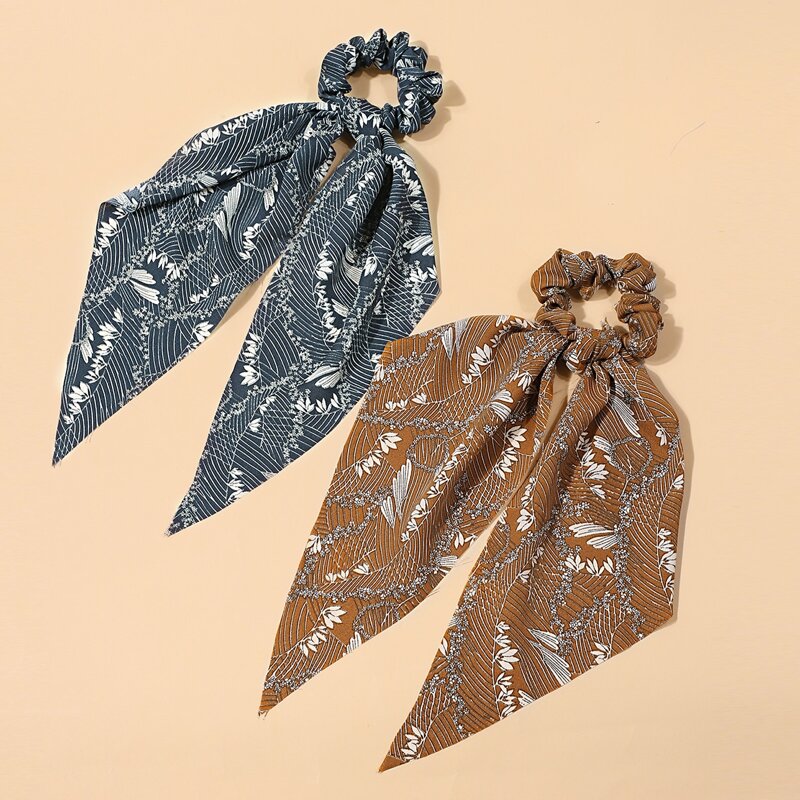

2pcs All Over Print Scrunchie Scarf, Multicolor