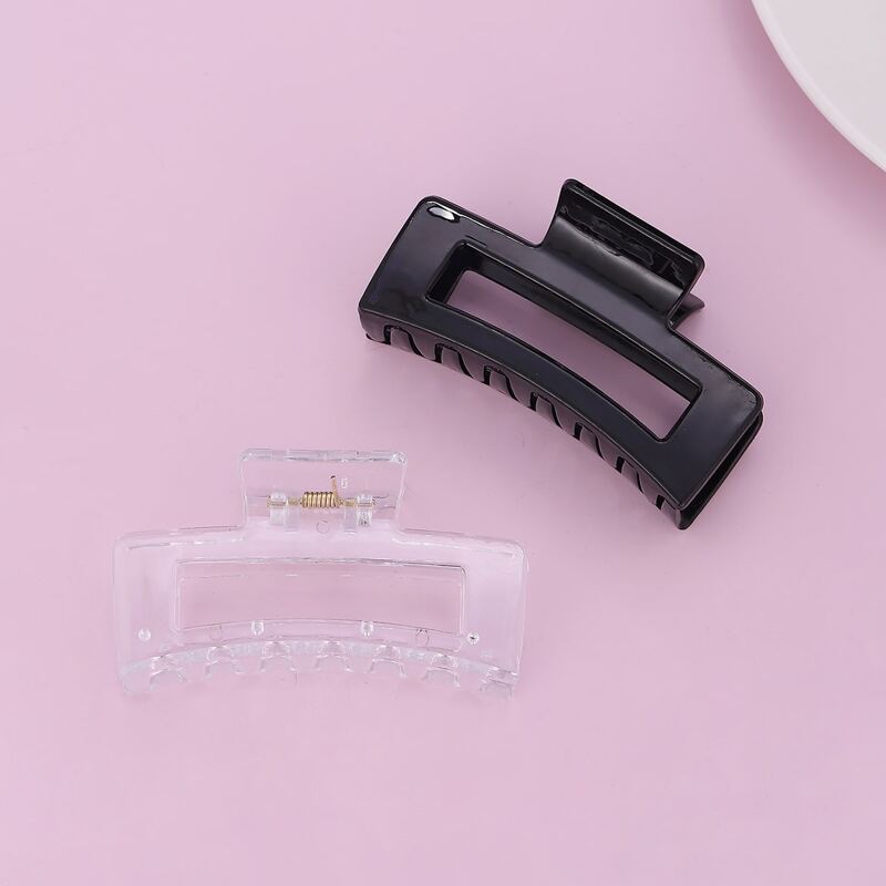 

2pcs Solid Hair Claw, Black and white