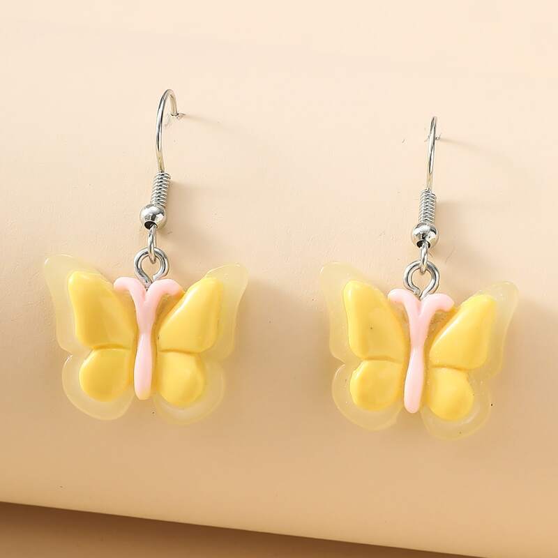 

Glow In The Dark Butterfly Charm Drop Earrings, Yellow