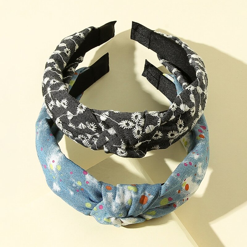 

2pcs Flower Embroidery Headband, Multicolor