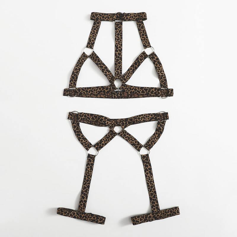 

Leopard Cut-out Harness Lingerie Set, Multicolor