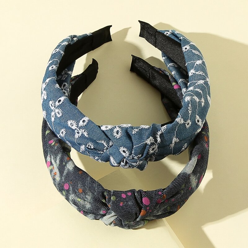 

2pcs Flower Embroidery Headband, Multicolor