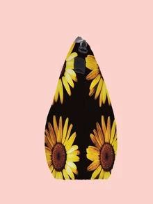 Sunflower Pattern Makeup Bag - Black - View 3