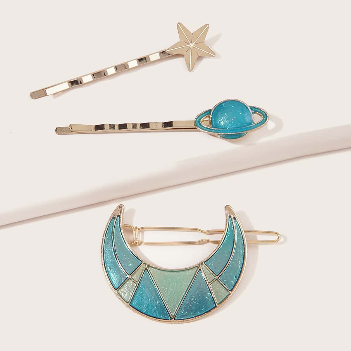 

3pcs Star & Moon Decor Hair Clip, Multicolor