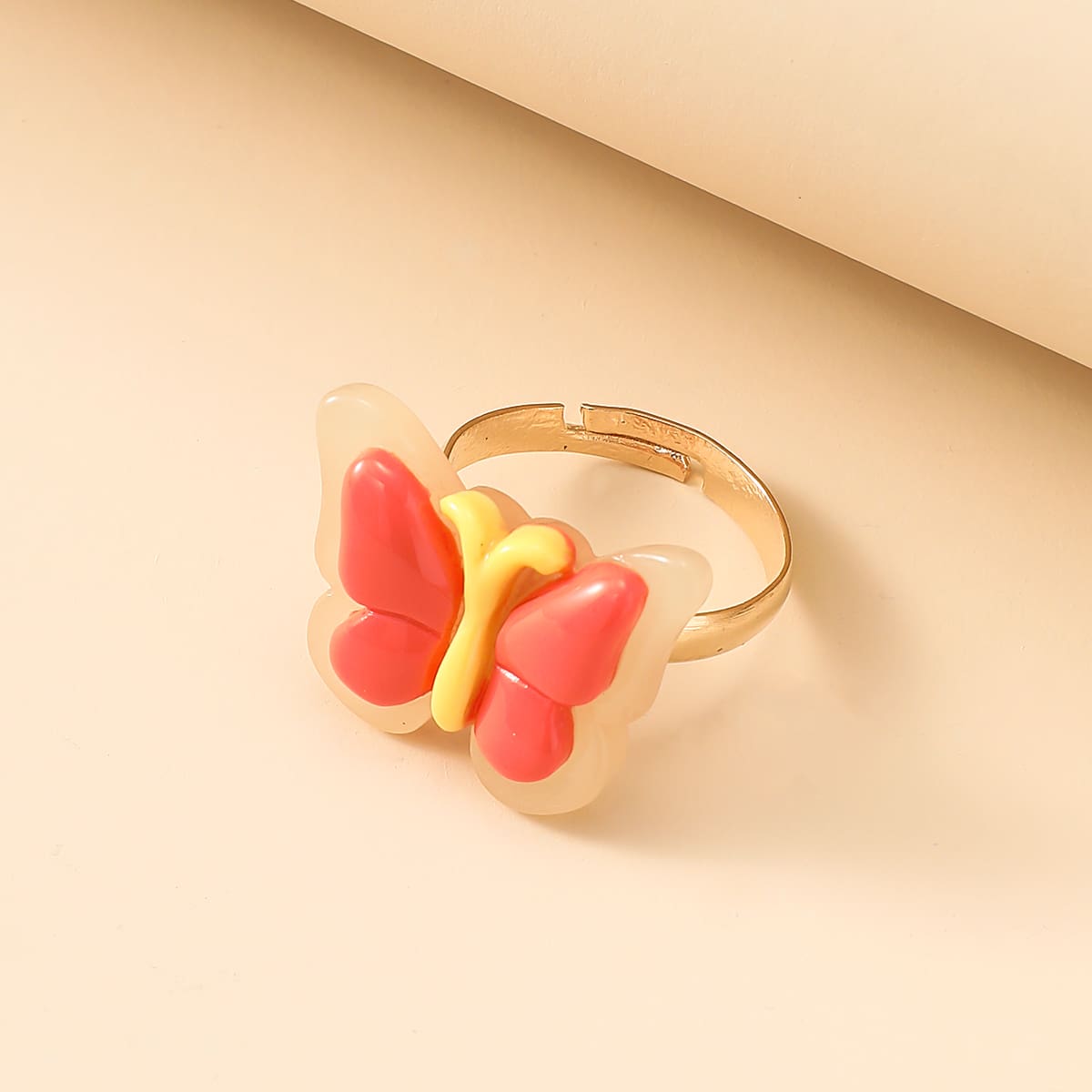 

1pc Luminous Butterfly Design Ring, Gold