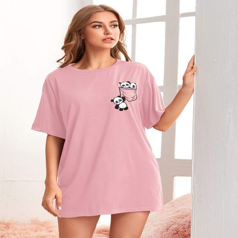

Cartoon Graphic Nightdress, Dusty pink