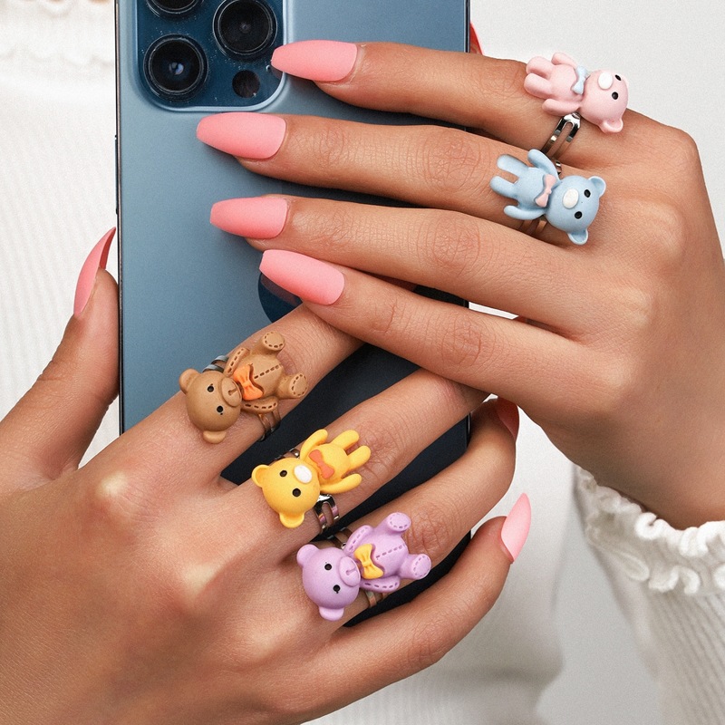 

5pcs Cartoon Bear Design Ring, Multicolor
