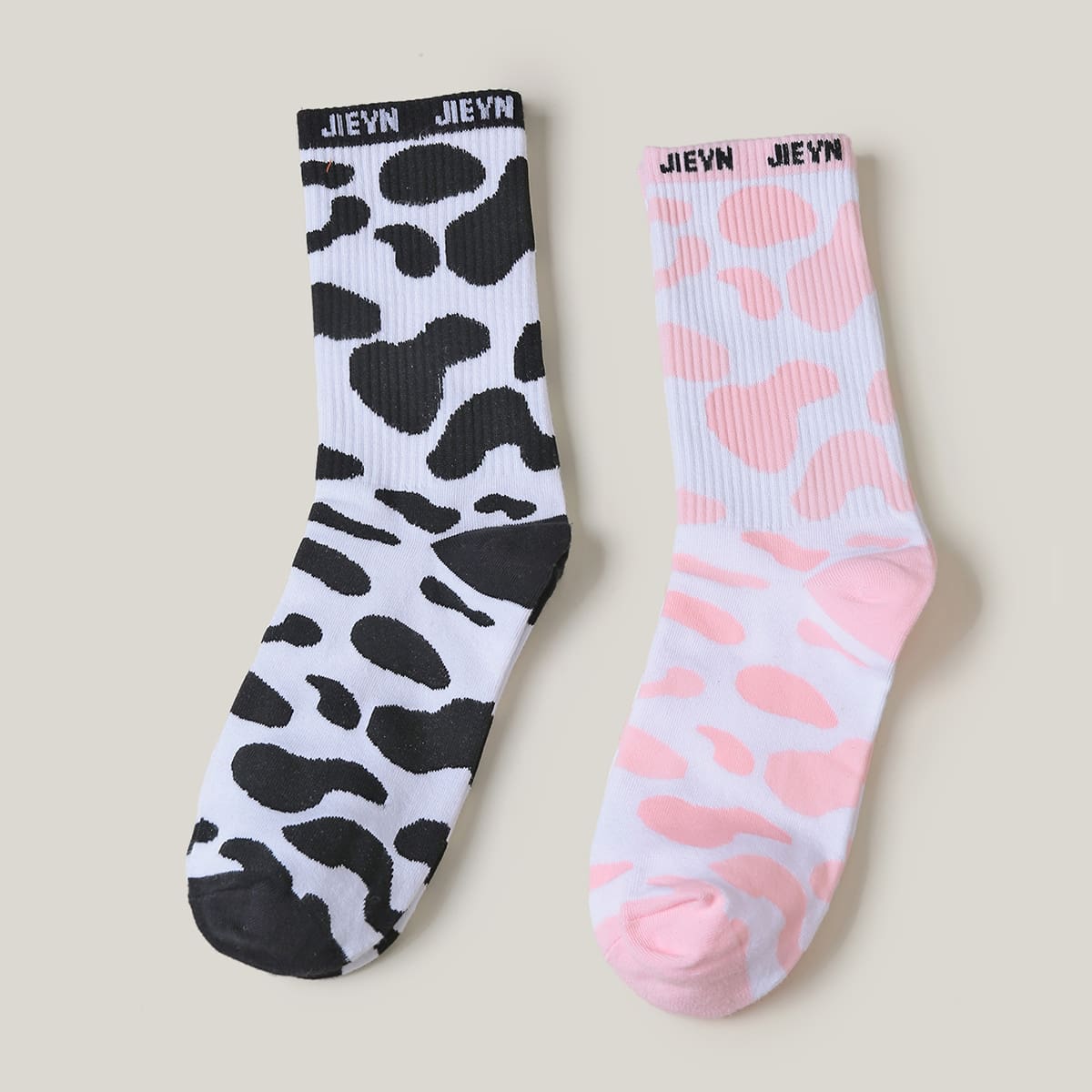 

2pairs Cow Pattern Socks, Multicolor