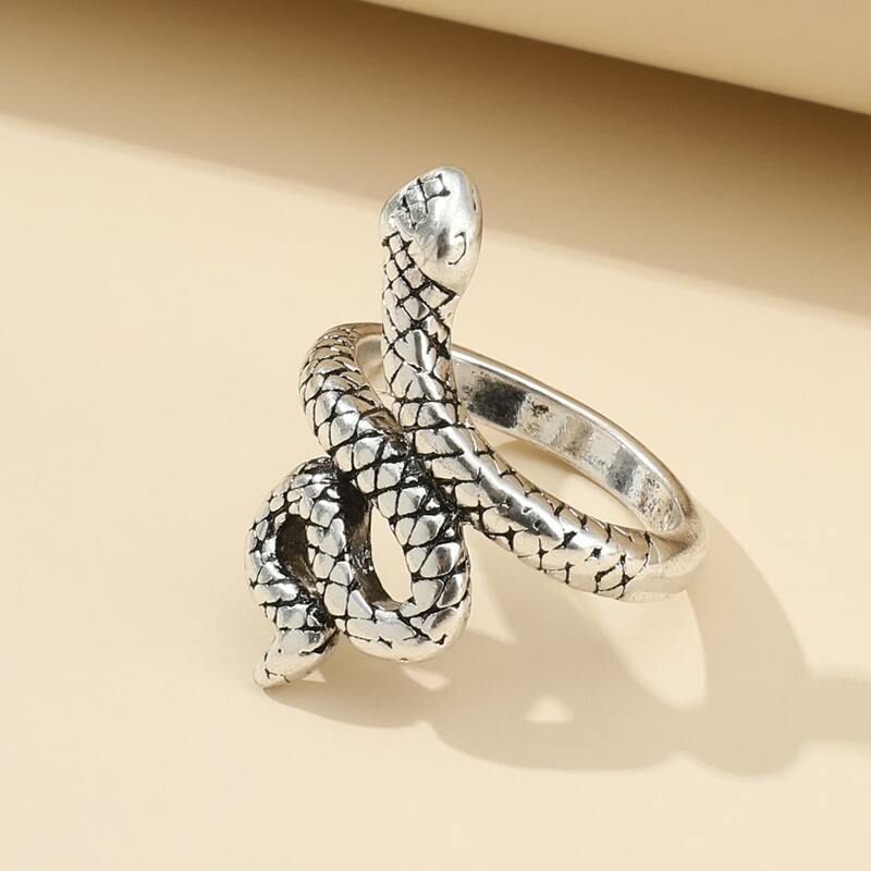 

1pc Snake Design Ring, Antique silver