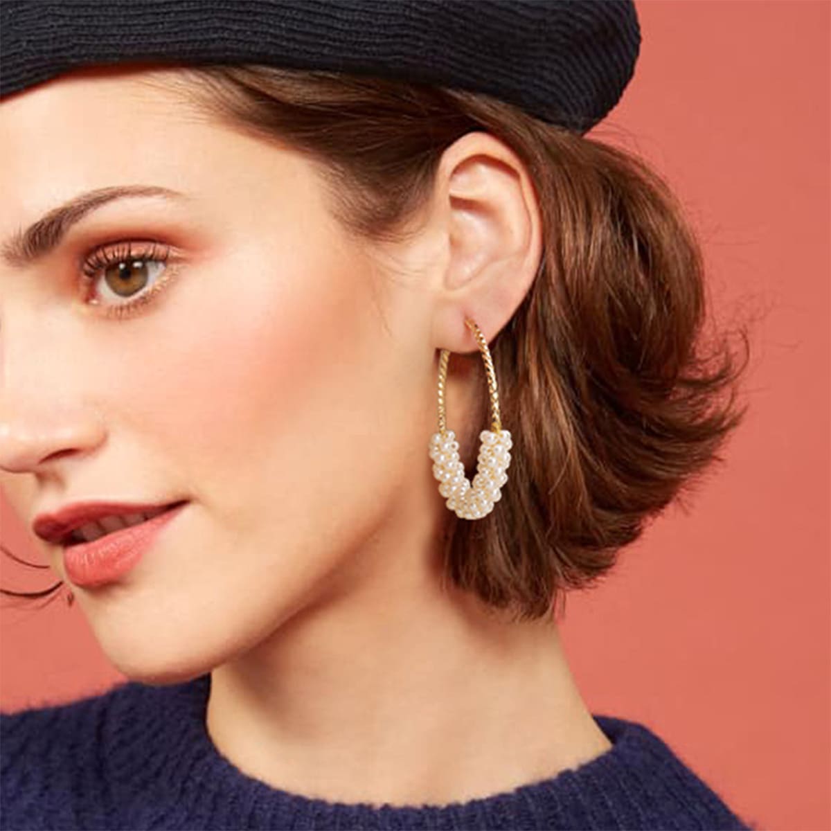 

Faux Pearl Decor Hoop Earrings, Multicolor