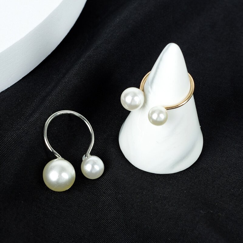

2pcs Faux Pearl Decor Ring, Multicolor