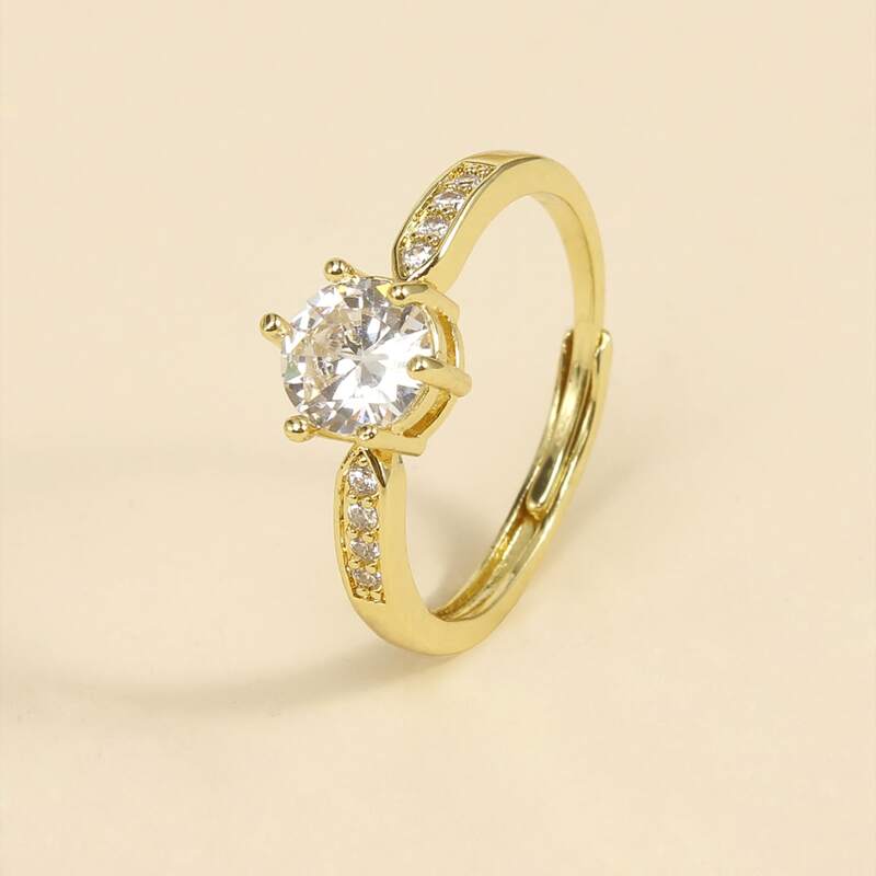 

1pc Rhinestone Decor Ring, Gold