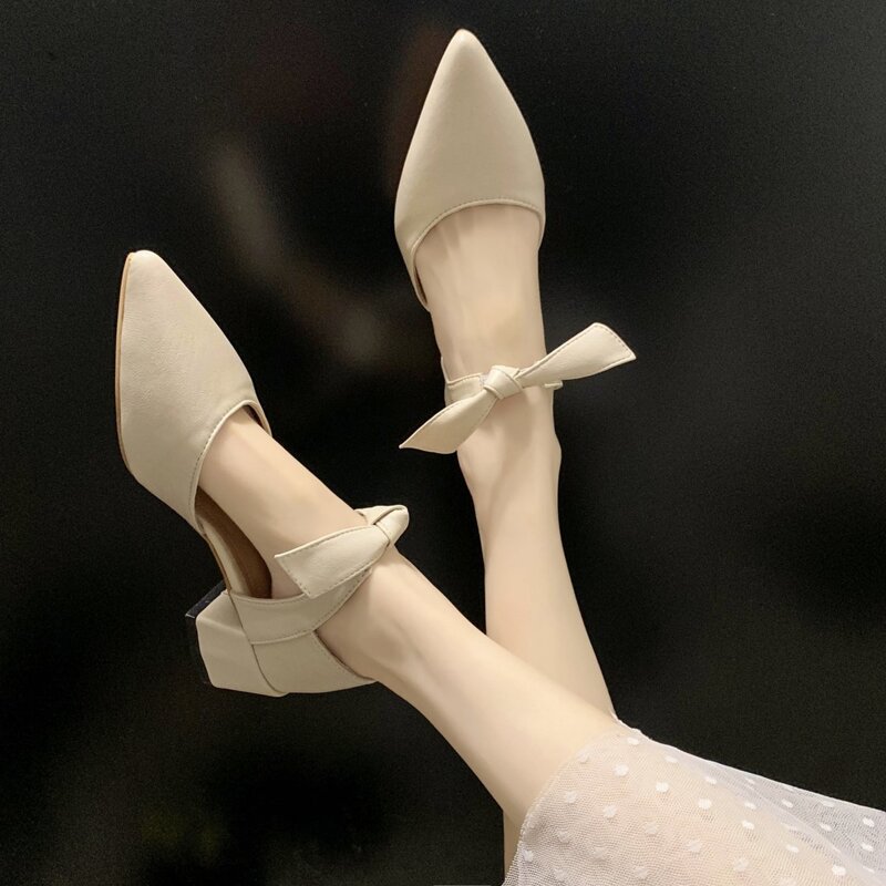 

Knot Ankle Strap Chunky Heeled Pumps, Khaki