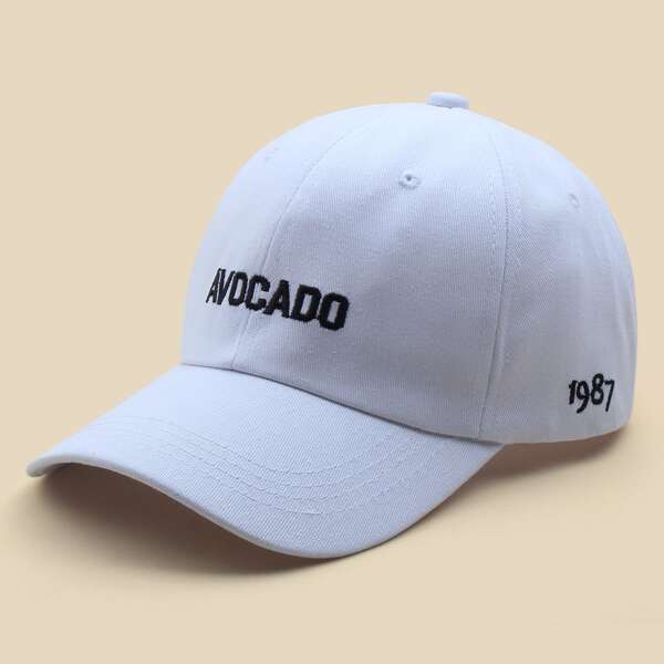 

Letter Embroidery Baseball Cap, White
