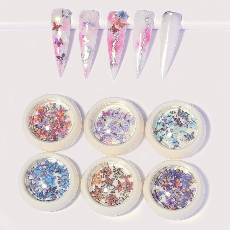

6boxes Butterfly Shaped Nail Art Decoration, Multicolor