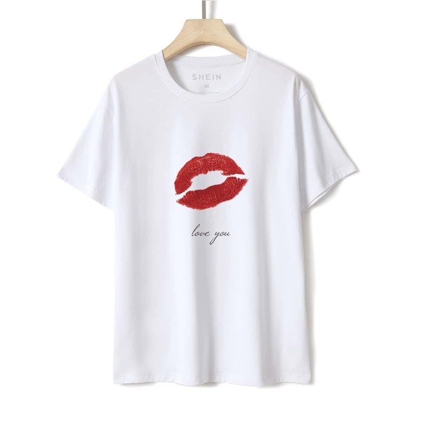 

Lip & Slogan Graphic Tee, White