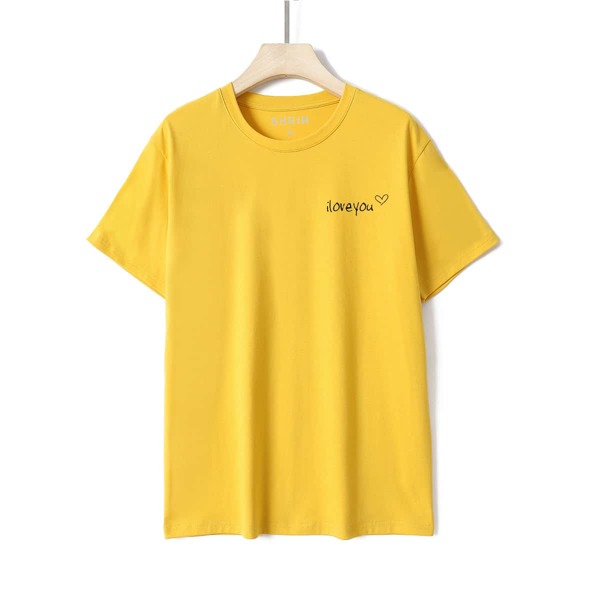 

Heart & Slogan Graphic Tee, Yellow