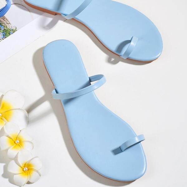 

Minimalist Thin Strap Thong Sandals, Baby blue