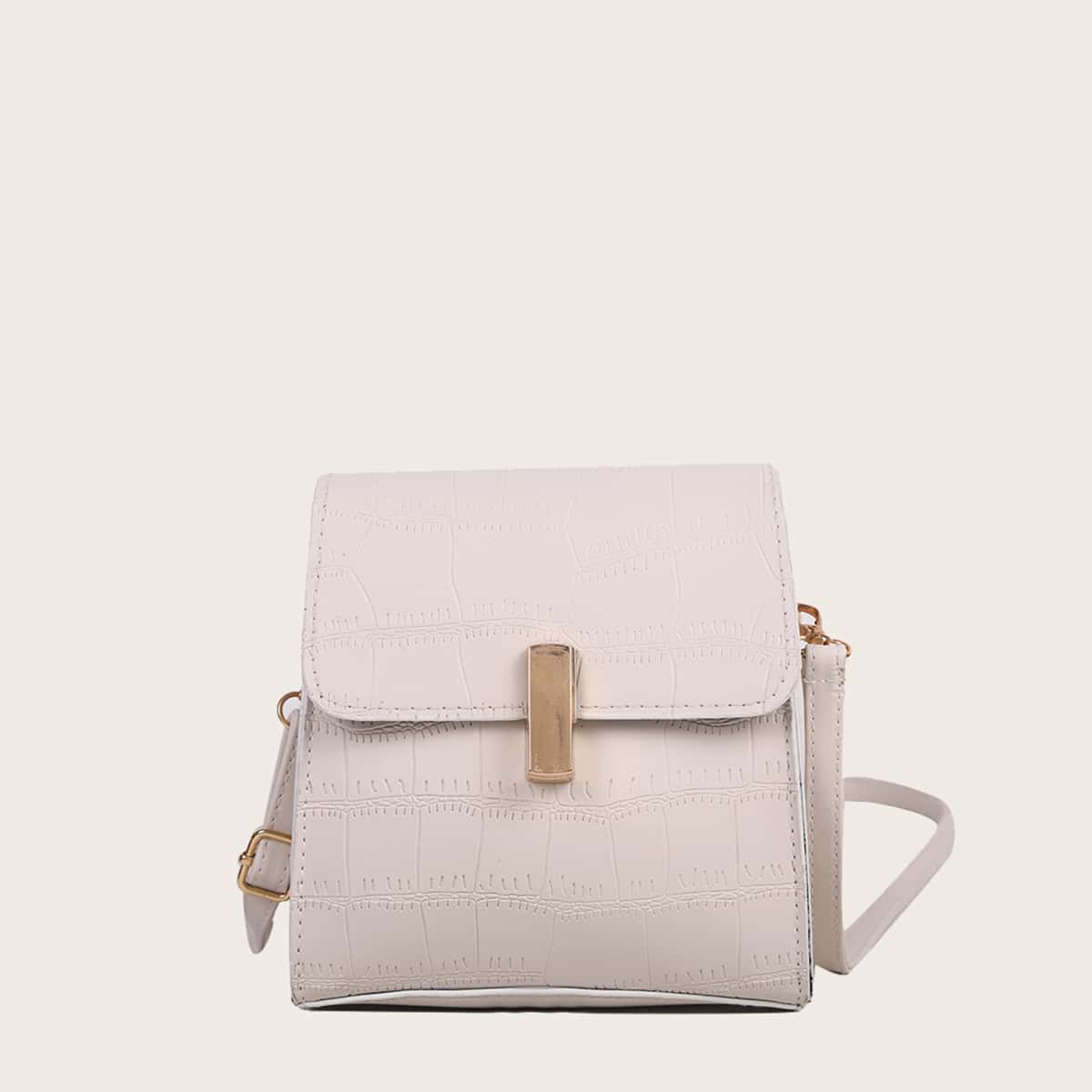 

Croc Embossed Crossbody Bag, Beige
