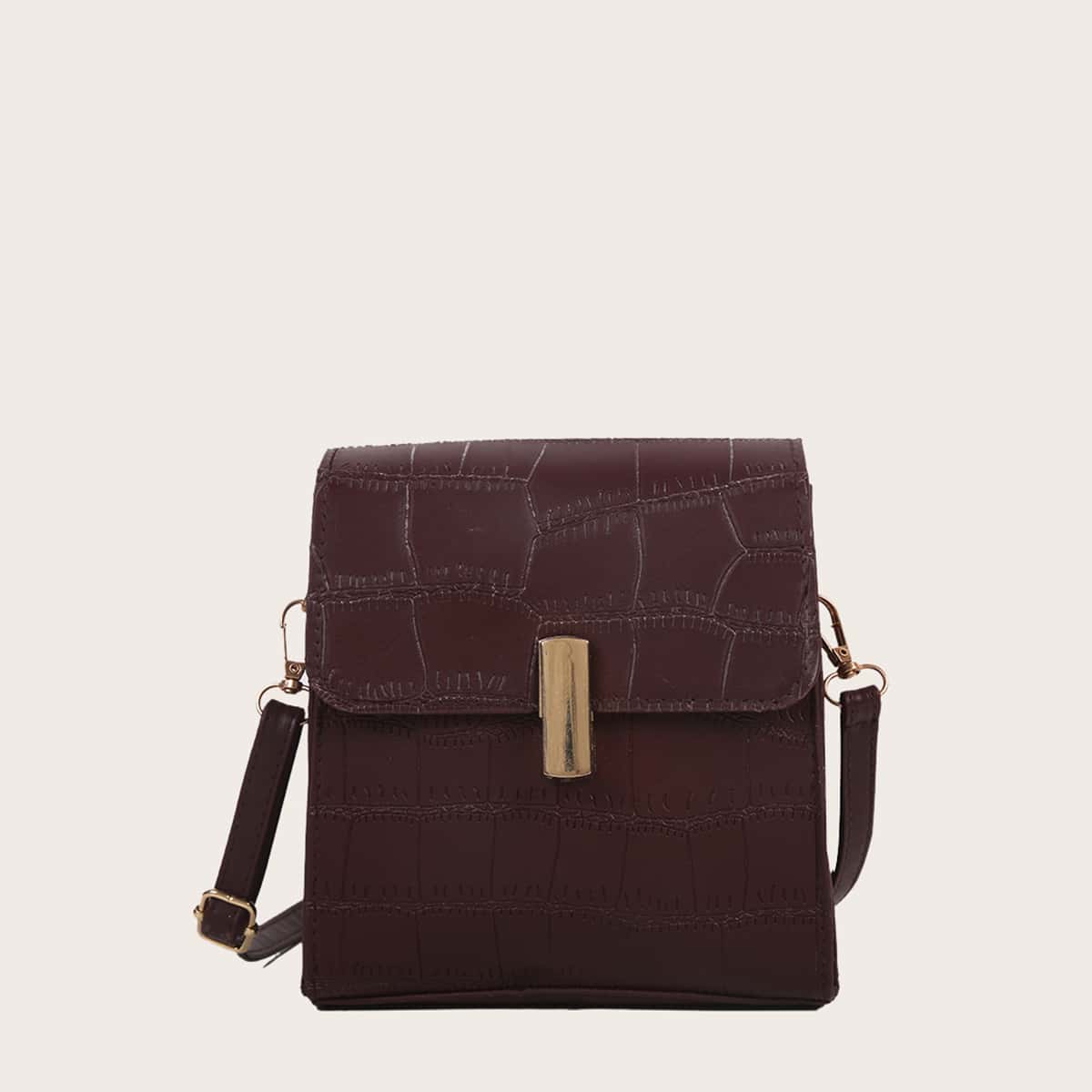 

Croc Embossed Crossbody Bag, Brown