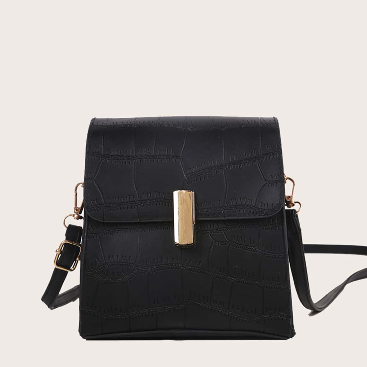 

Croc Embossed Crossbody Bag, Black
