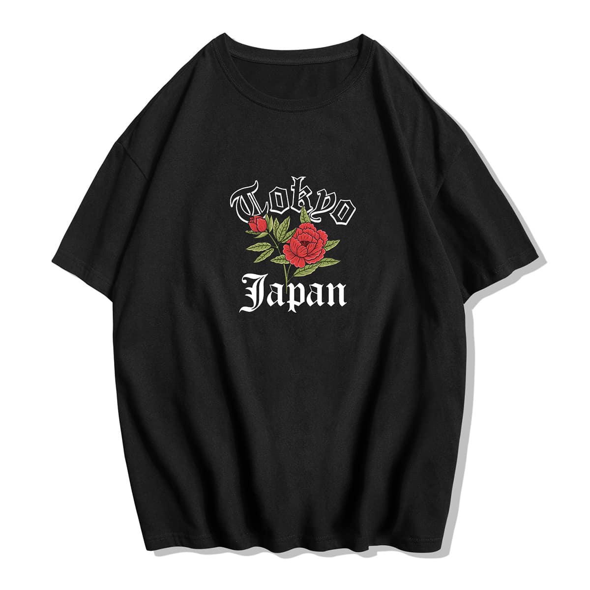 

Guys Flower & Letter Graphic Tee, Black