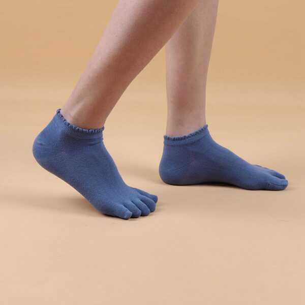 

Frill Trim Toe Socks, Blue