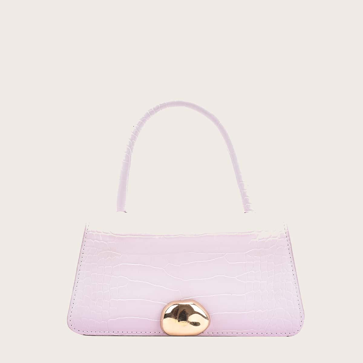 

Ombre Croc Embossed Satchel Bag, Baby pink
