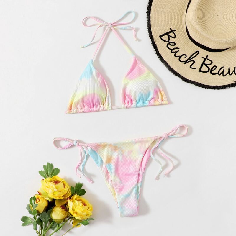 

Tie Dye Triangle Bikini Swimsuit, Multicolor