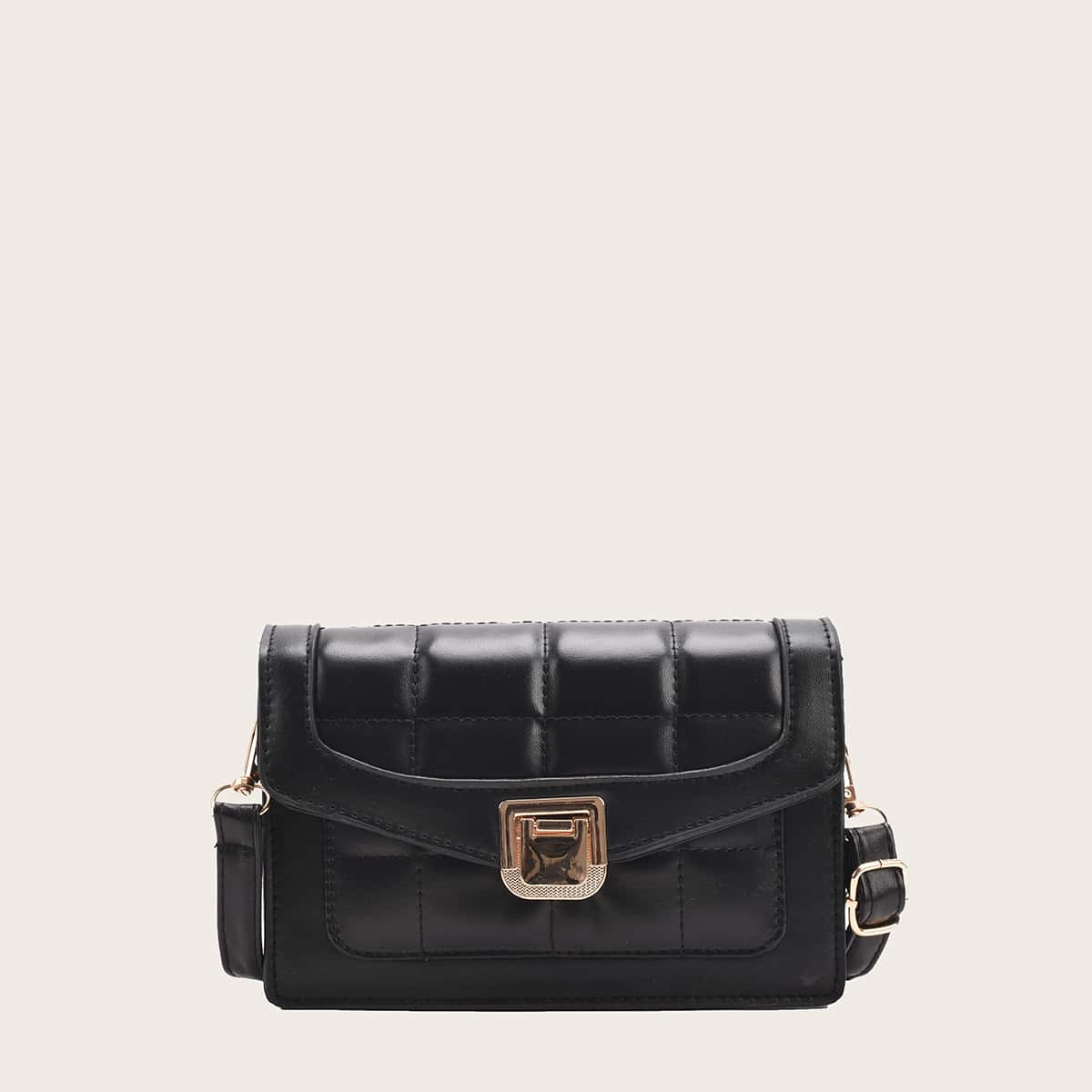 

Quilted Flap Crossbody Bag, Black