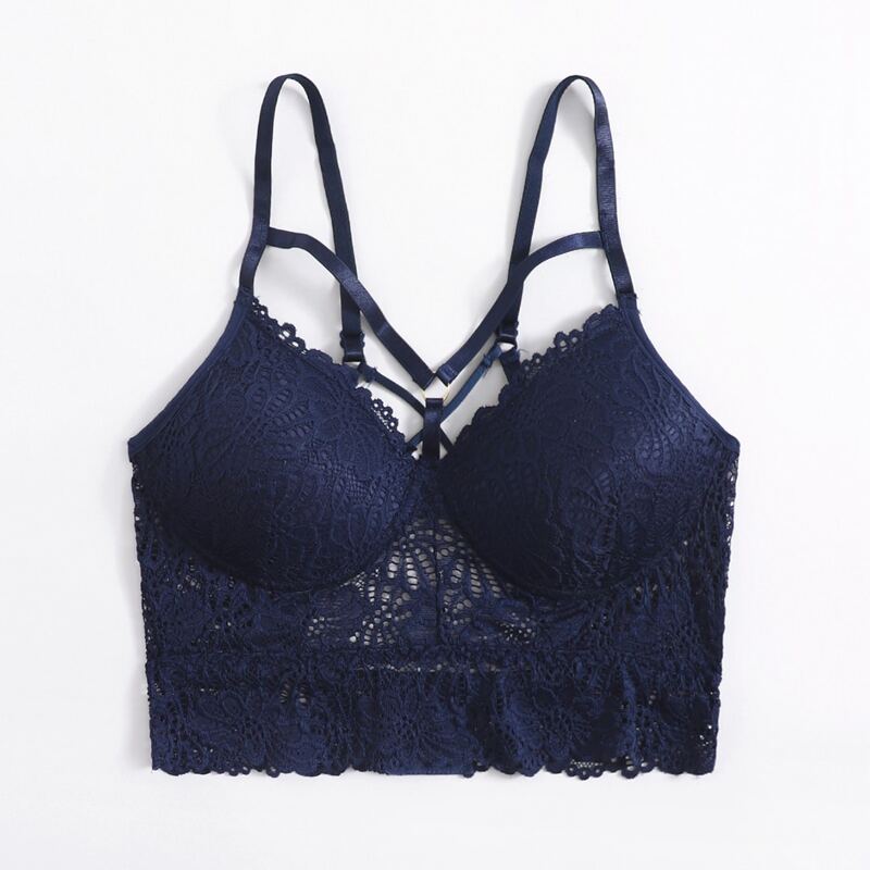 

Lace Longline Bralette, Navy blue