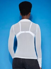 SHEIN Camisa transparente con botón - Blanco - Ver 2