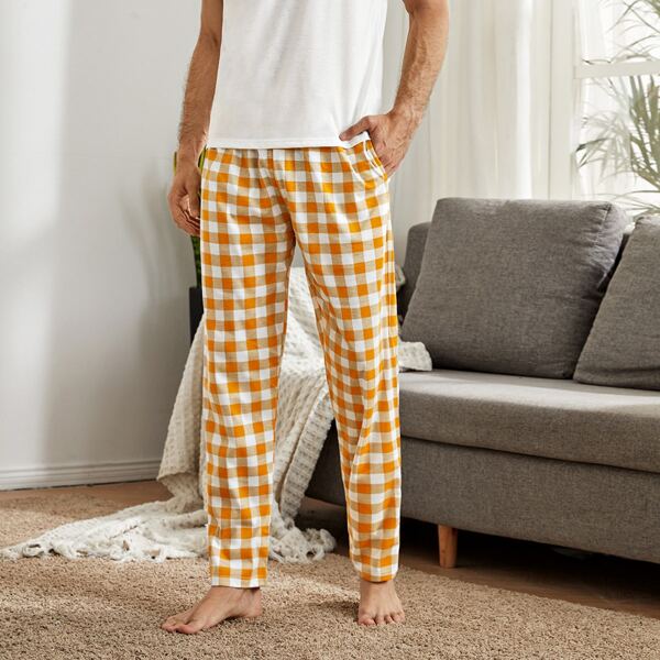 

Men Plaid Print Slant Pocket Sleep Pants, Multicolor