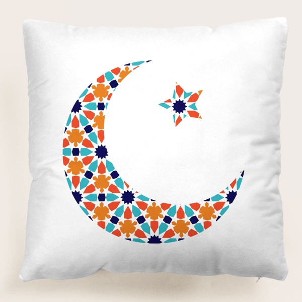 

Moon & Star Print Cushion Cover Without Filler, Multicolor