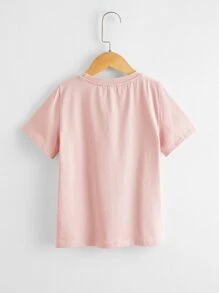 SHEIN Girls Panda Print Tee - Baby Pink - View 2