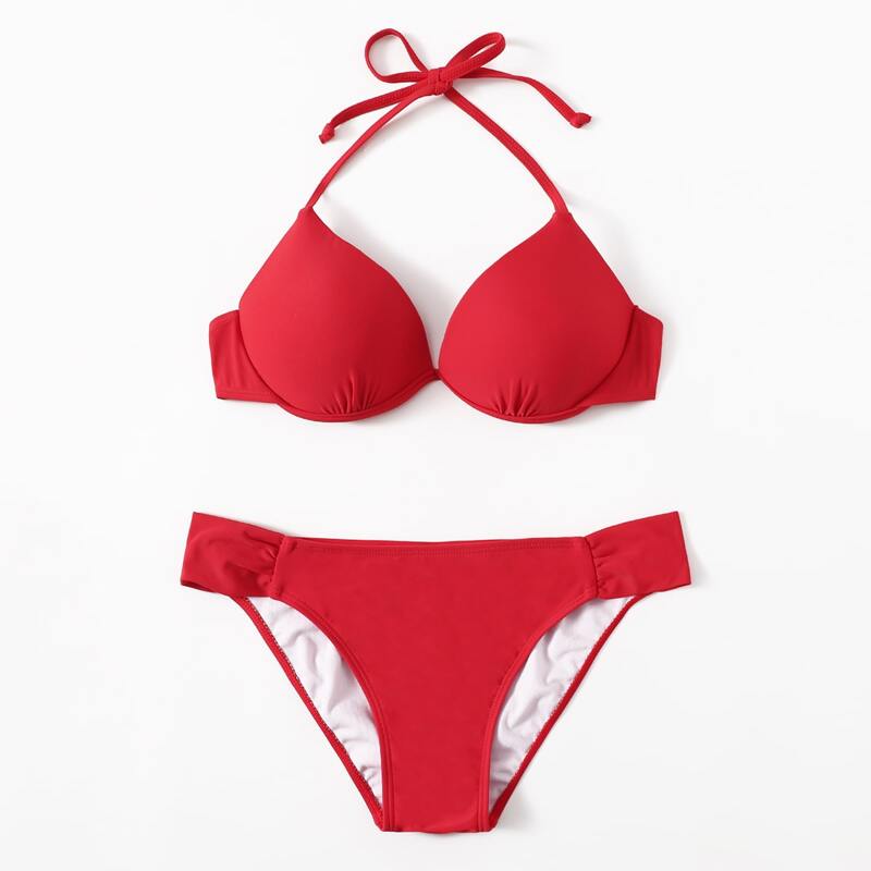 

Halter Push Up Bikini Swimsuit, Red
