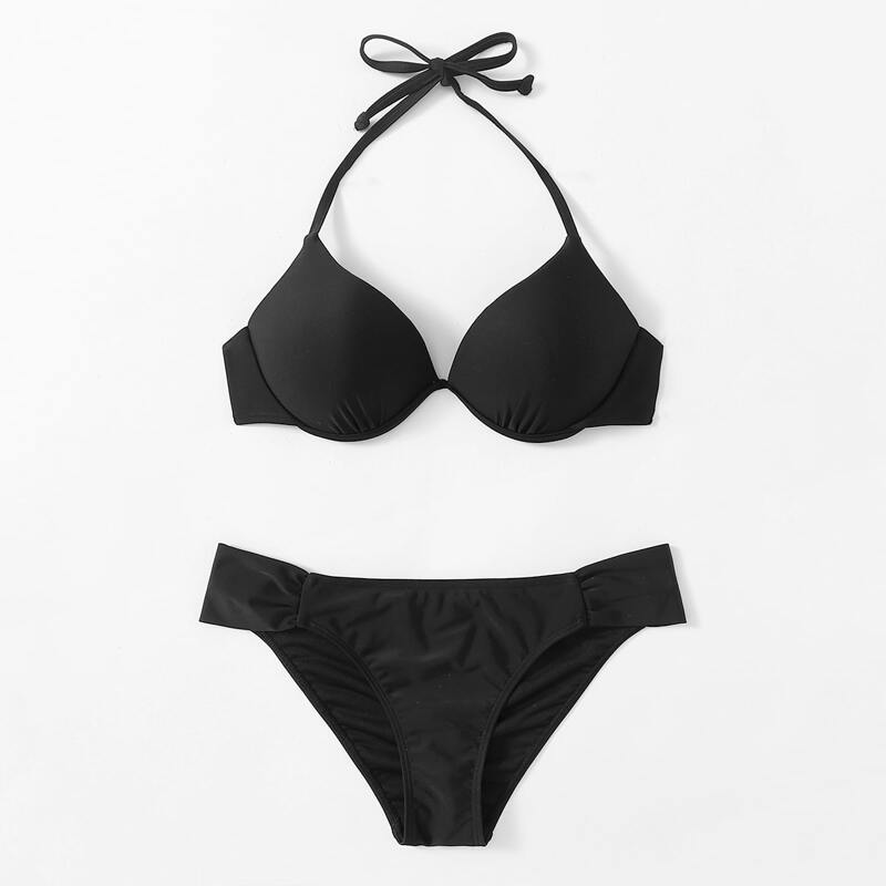 

Halter Push Up Bikini Swimsuit, Black