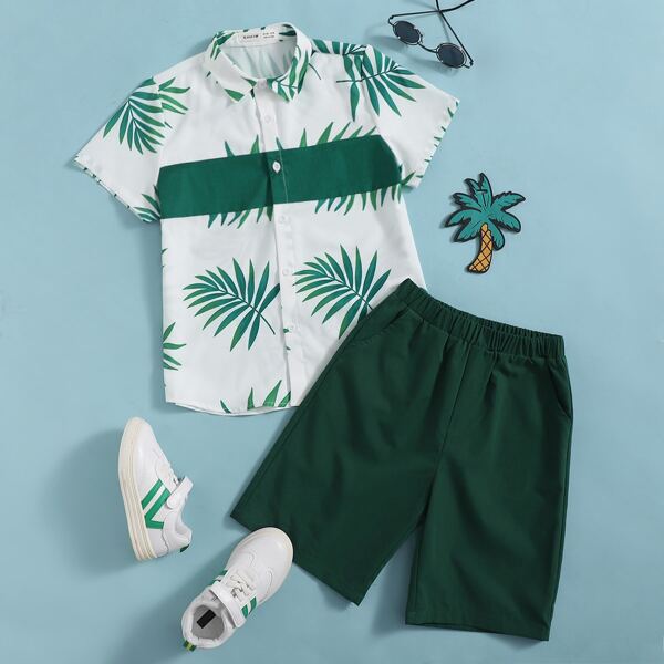 

Boys Tropical Print Shirt & Pocket Side Shorts Set, Multicolor