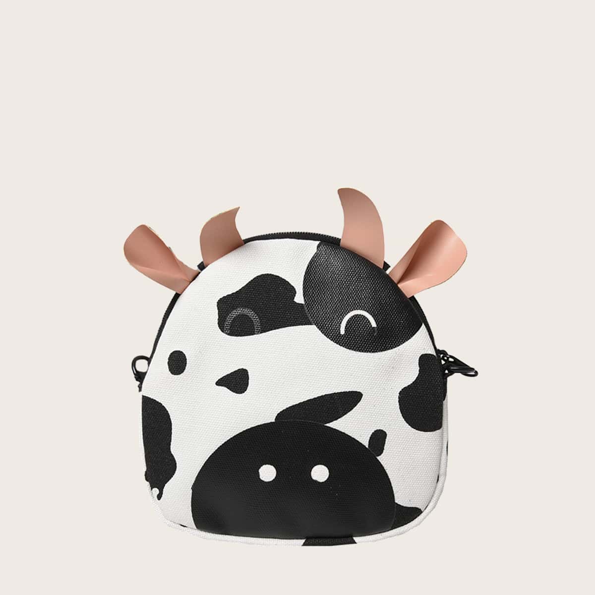 

Cartoon Cow Crossbody Bag, Black and white