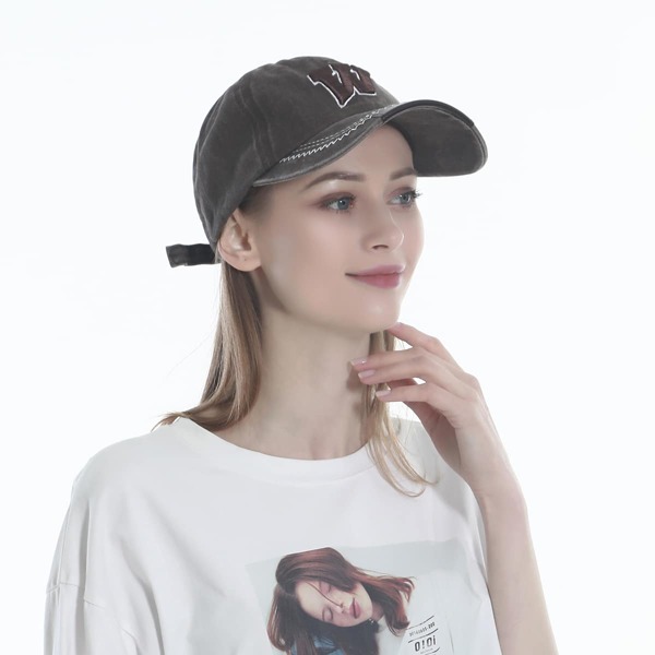 

Letter Embroidered Baseball Cap, Coffee brown