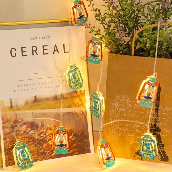 

1pc String Light With 10pcs Kerosene Lamp Shaped Bulb, Yellow